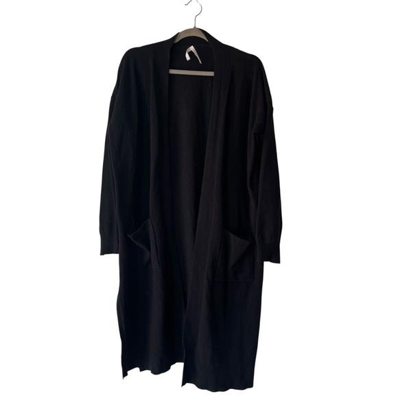 Dreamers by Debut Black Longline Open Front Cardigan Women’s M/L Pockets Cozy - Picture 1 of 9